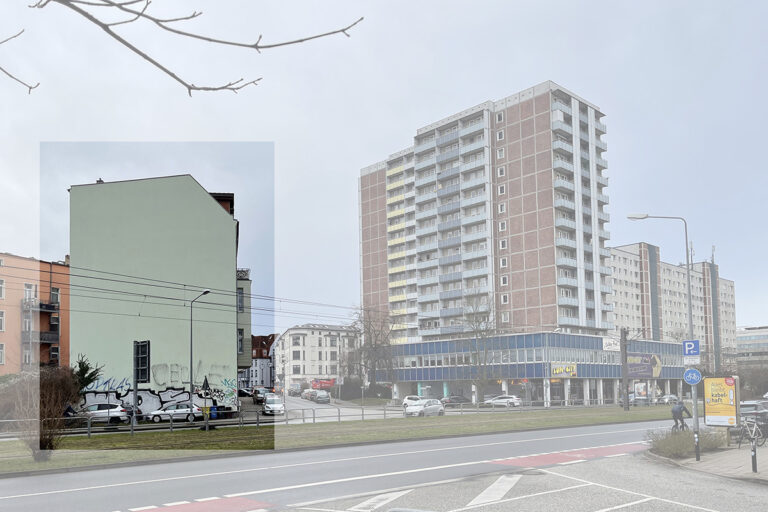An diesem Giebel soll in 2025 eine Wandmalerei zugunsten des ZOO Rostock entstehen. Es werden viele Sponsoren benötigt, um dem Projekt zu seiner Realisierung zu verhelfen. Jede Beteiligung ist herzlich willkommen.